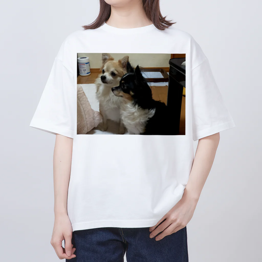 Yukaの絵と実家の犬🐕のチワワの小夏とイヴ オーバーサイズTシャツ