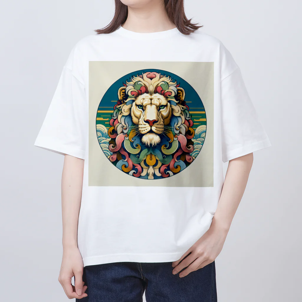 chaochao0701の浮世絵風　ライオン（顔）"Ukiyo-e style lion (face)."  "浮世繪風格的獅子（臉）。" オーバーサイズTシャツ