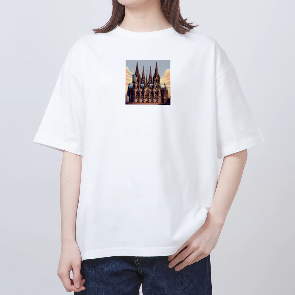Pixel Art Goodsのケルン大聖堂（pixel art） オーバーサイズTシャツ