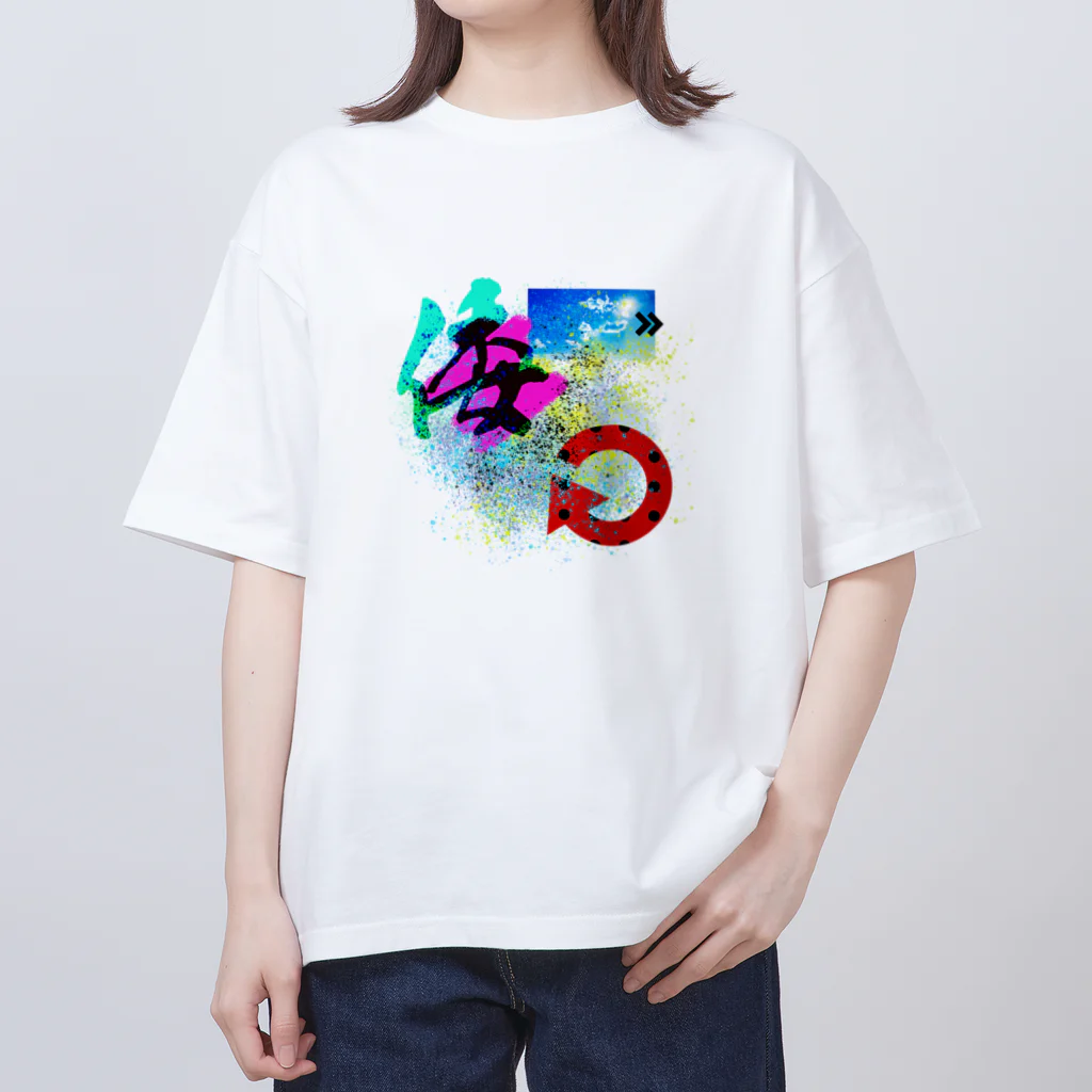 80s pop anime artの和テイストTシャツ オーバーサイズTシャツ