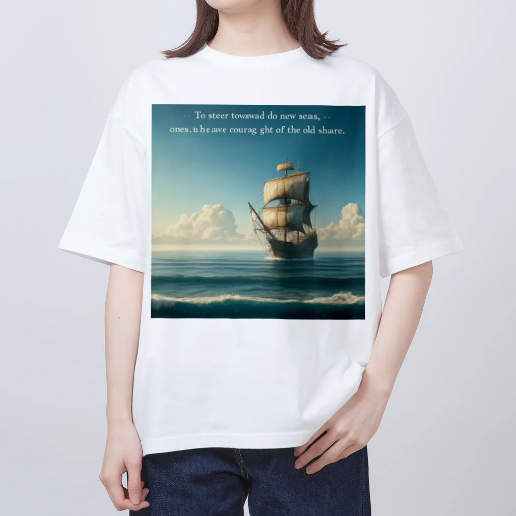 M Y (Yoshida Masaru)の新しい海へ舵を切るには、古い岸を見失う勇気が必要だ。 Oversized T-Shirt