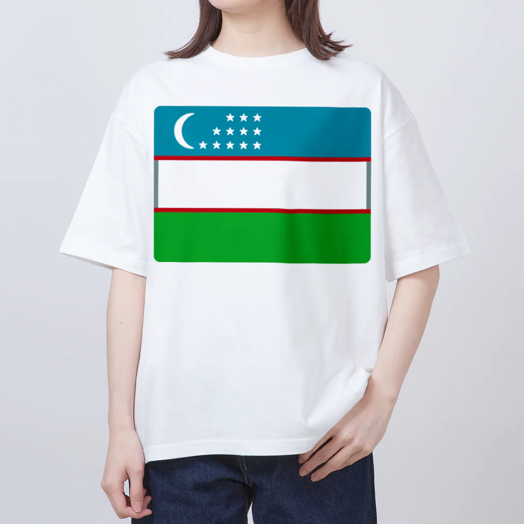 お絵かき屋さんのウズベキスタンの国旗 オーバーサイズTシャツ