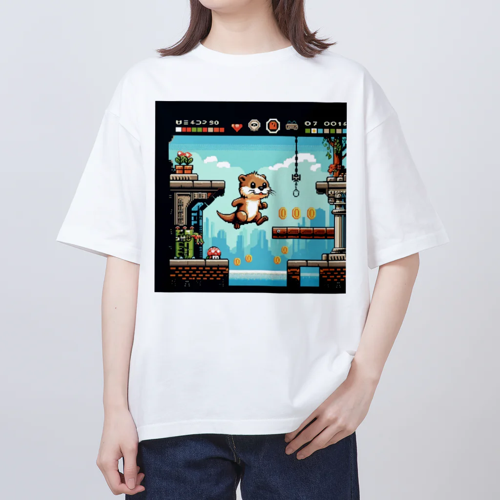 suke3kaku3のカワウソがゲームの世界に飛び込んだ！ オーバーサイズTシャツ