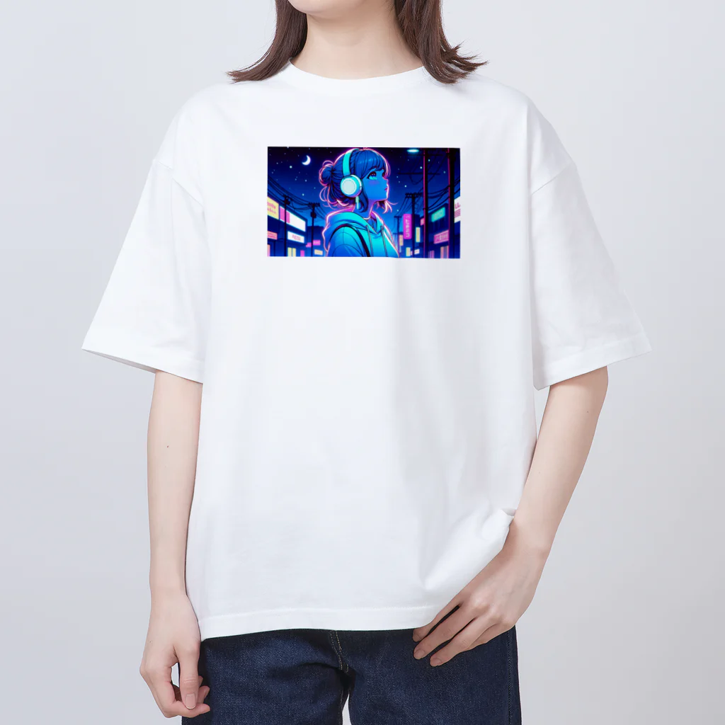 DesignColorsのネオンカラーな夜の少女 Oversized T-Shirt