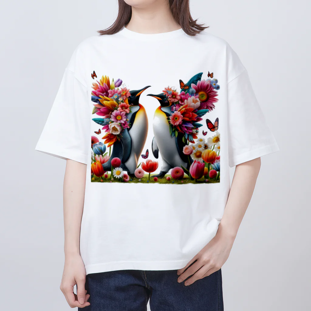 zenjoyのフラワーペンギン Oversized T-Shirt