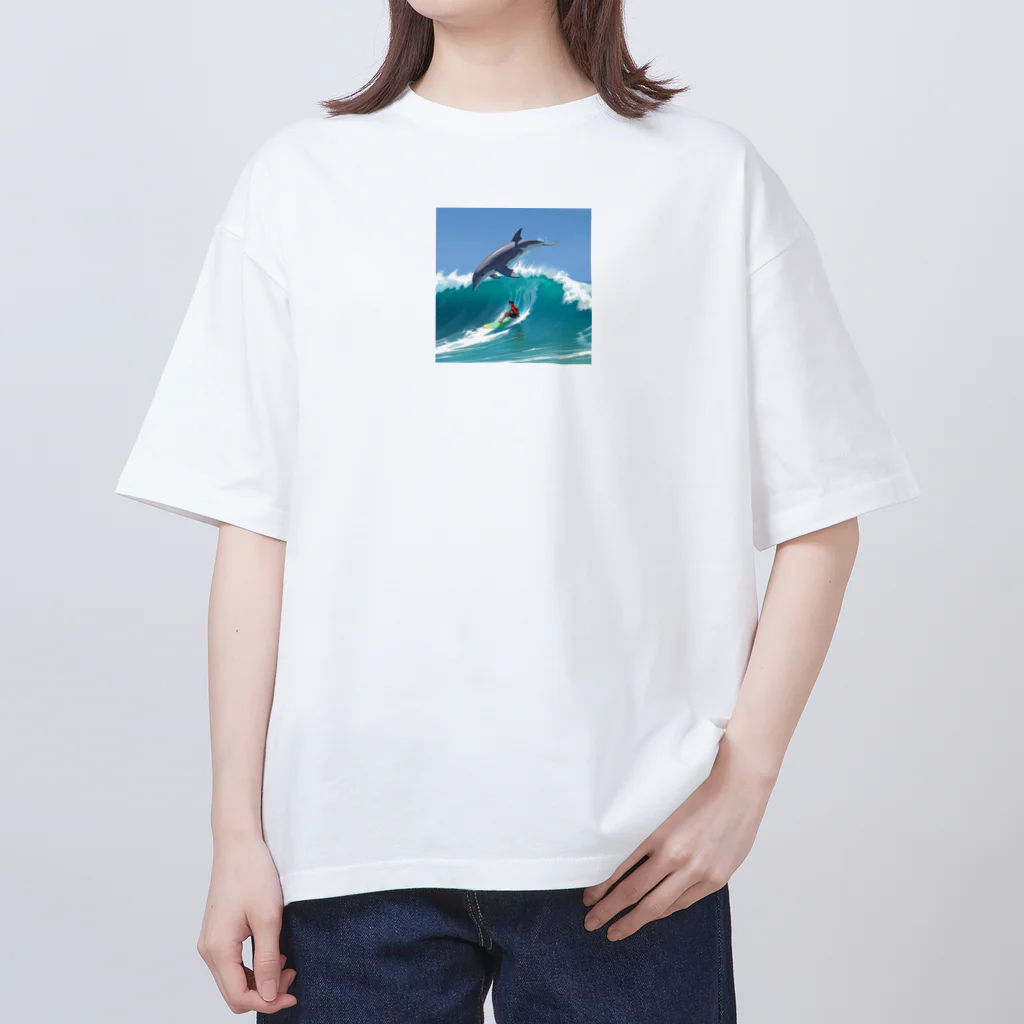 ganeshaのイルカと一緒にサーフィン Oversized T-Shirt