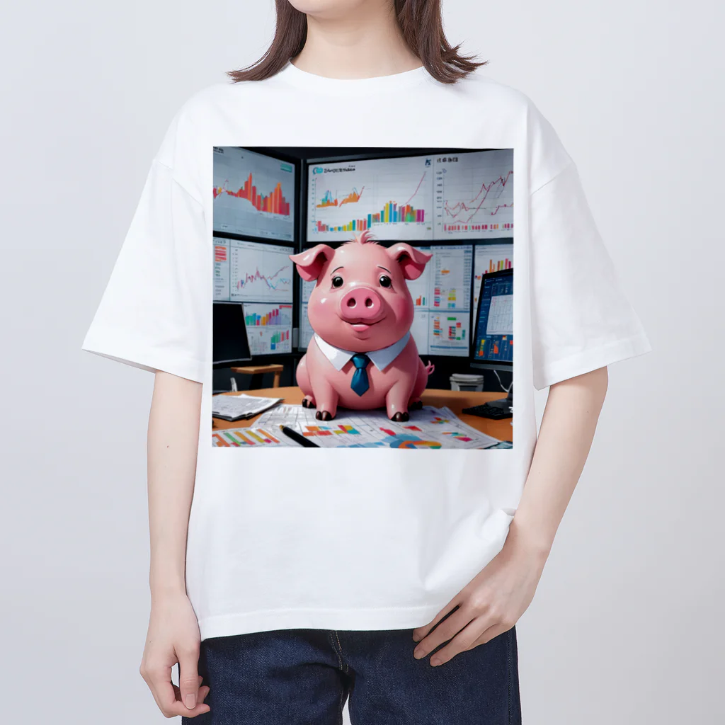 MTHの会社の財務状況を分析するミニブタ Oversized T-Shirt