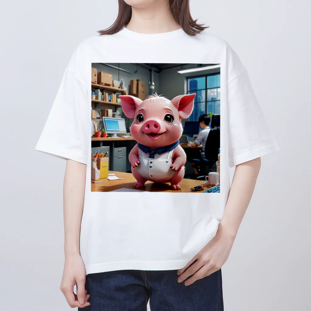 MTHの会社のぷろせすをするみにぶた管理製品開発 Oversized T-Shirt