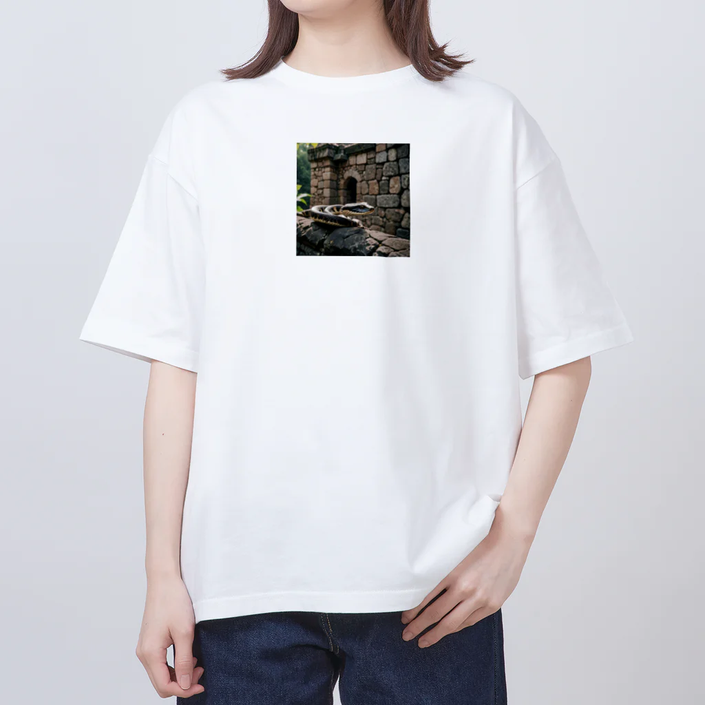 TakeKAKEの国外逃亡をはかる蛇 オーバーサイズTシャツ