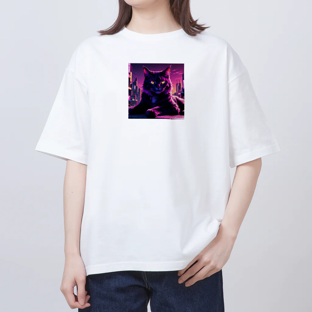 S Uの夜の静けさを満喫する猫 Oversized T-Shirt