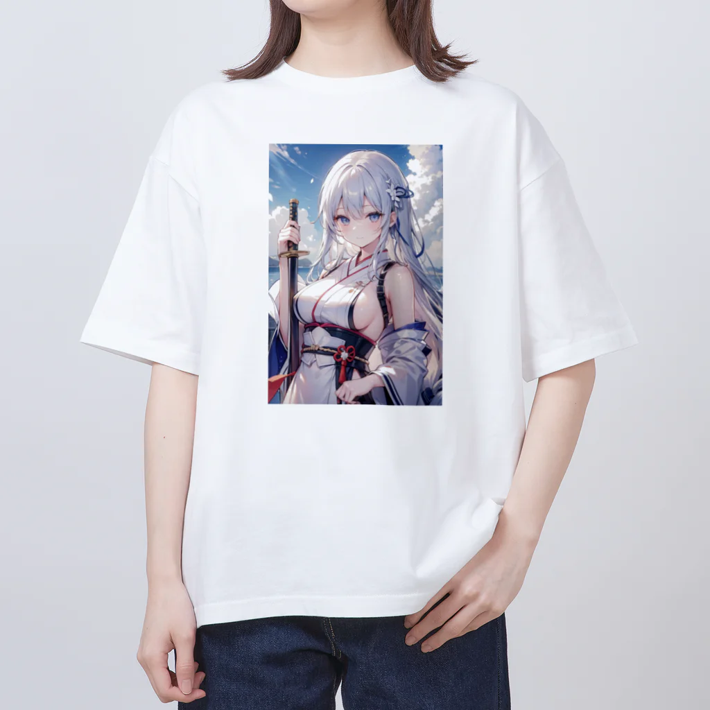 巫女スタぐらむの日本刀をもった美少女 オーバーサイズTシャツ