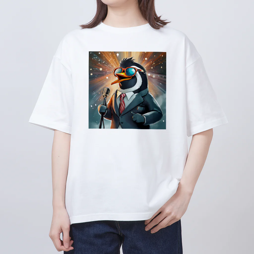 ぱぴぷSHOPのロックスターなペンギン Oversized T-Shirt