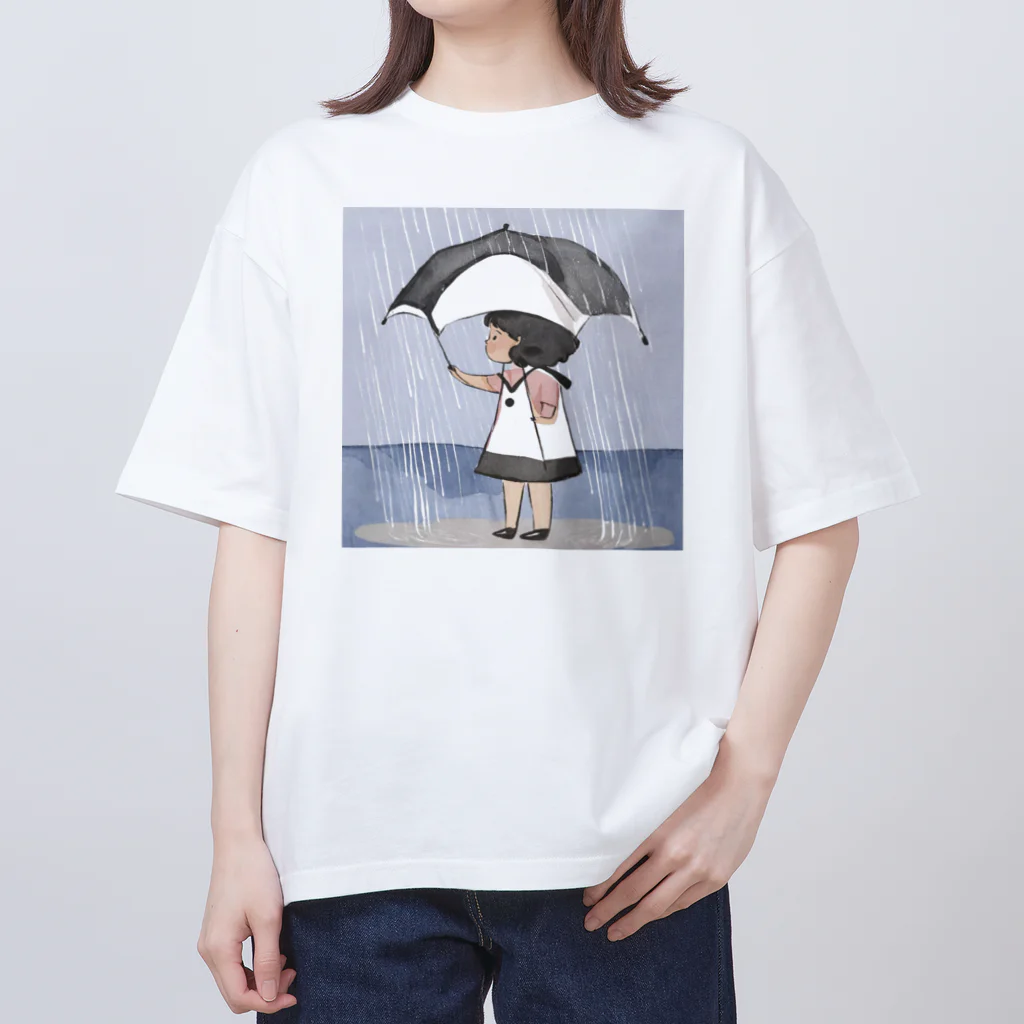 兎の涙の雨の中 オーバーサイズTシャツ