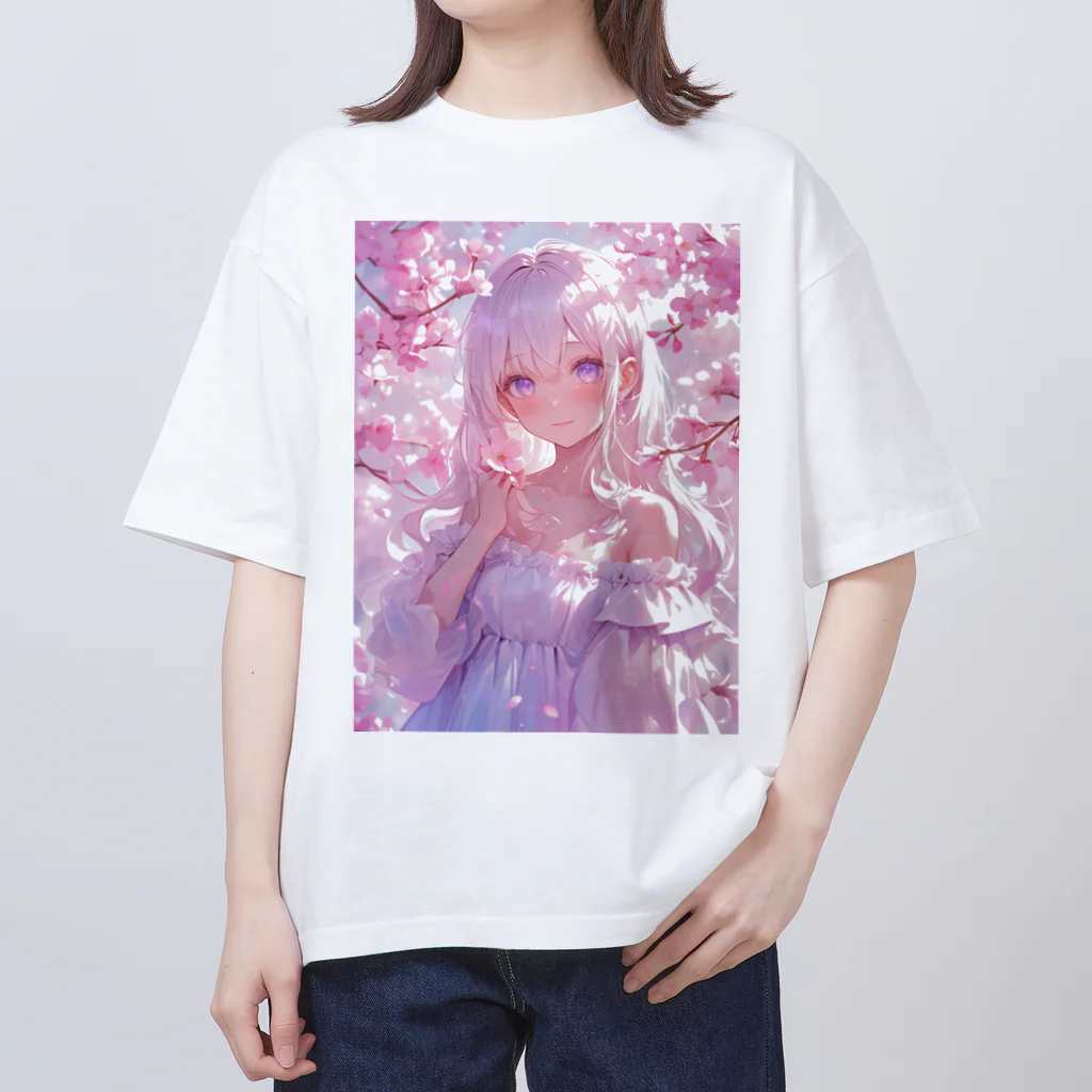 AQUAMETAVERSEの桜の下の少女幸せいっぱい　なでしこ1478 オーバーサイズTシャツ