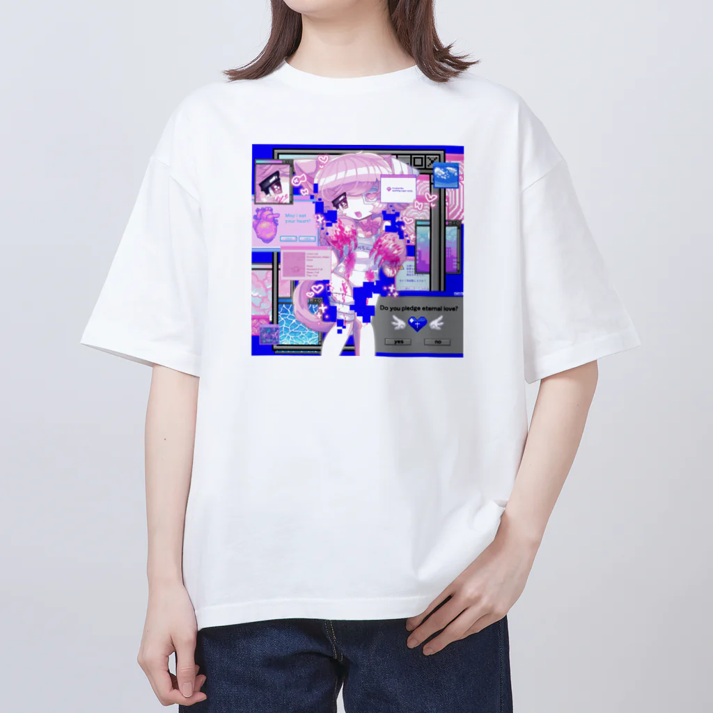 ムラサキゲジゲジのオンラインショップのマカロン ぐちゃぐちゃサイバー Oversized T-Shirt