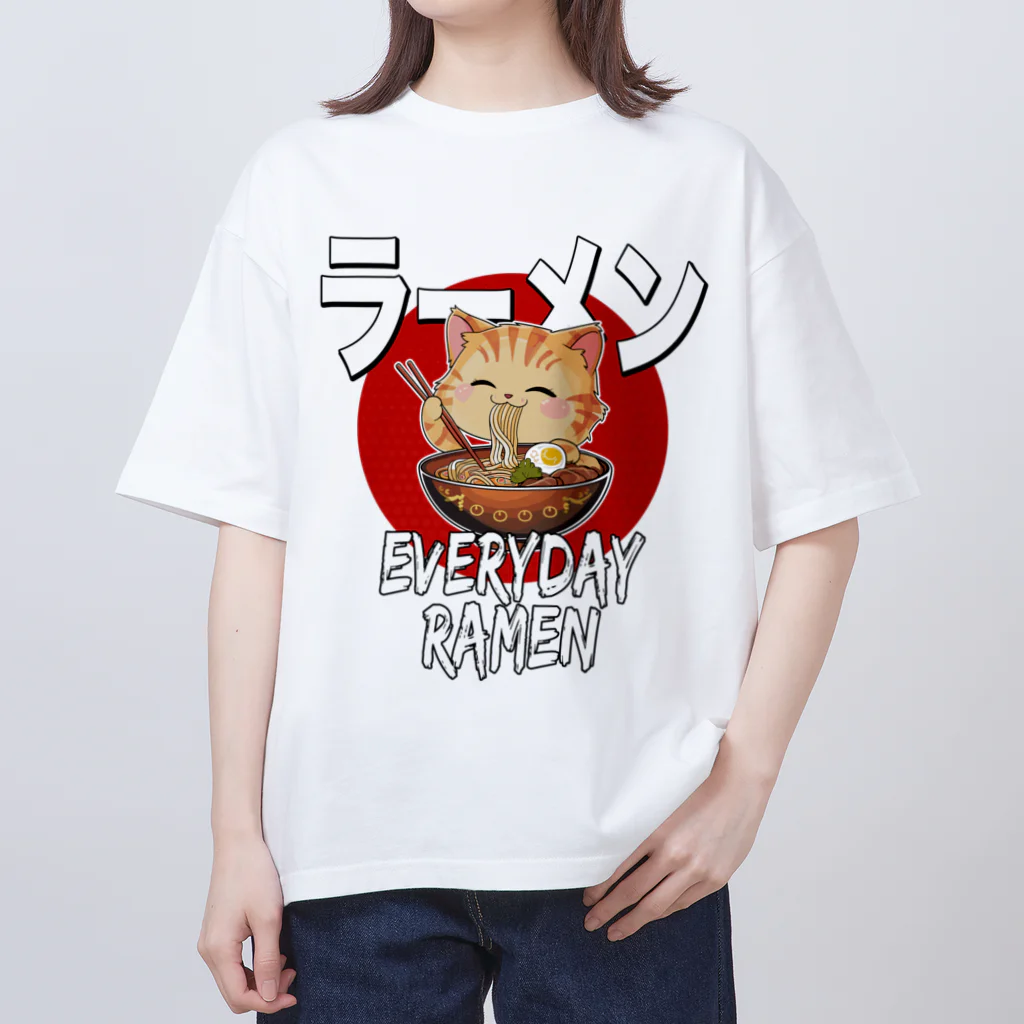 Stylo Tee Shopの毎日ラーメン猫ちゃん オーバーサイズTシャツ