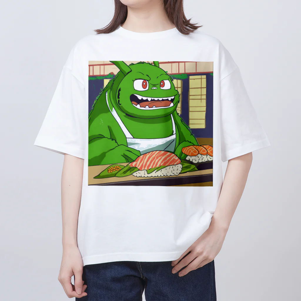 Kyun_uranaiの寿司職人を目指す緑の妖怪 Oversized T-Shirt