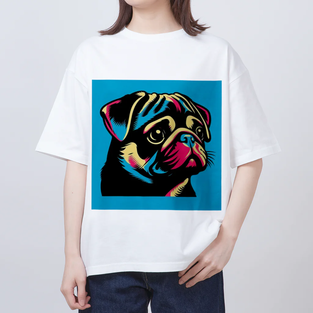 黒パグ🖤Black Pug laboratory🖤のBlue Pug series オーバーサイズTシャツ