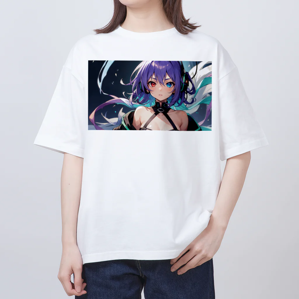 pukurou2096の紫髪のオッドアイ美少女 オーバーサイズTシャツ