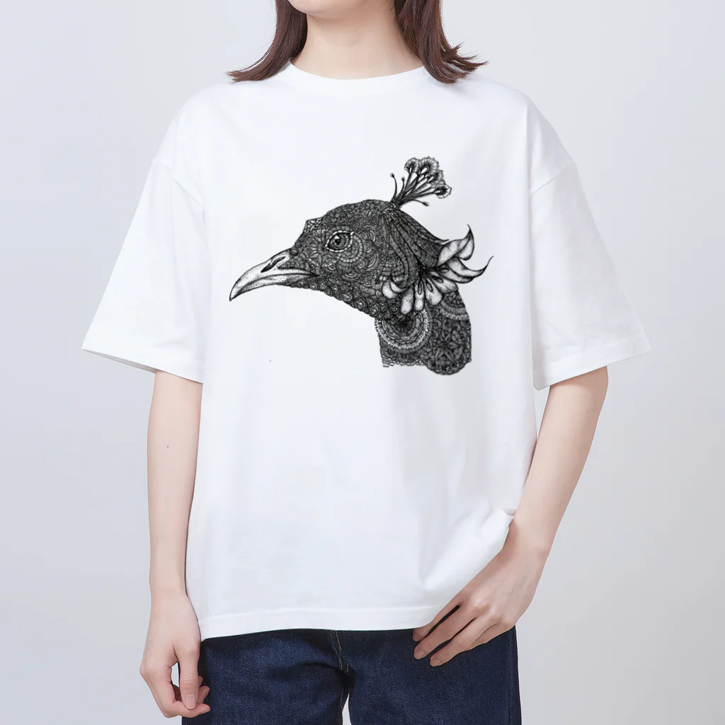 曼荼羅屋のPeacock モノクロームver Oversized T-Shirt