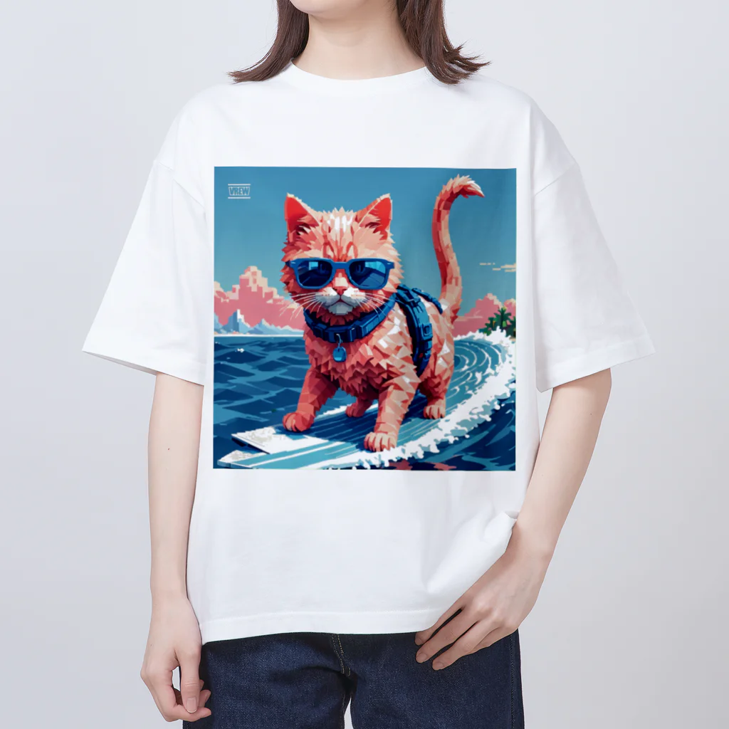 メロンパン猫のサーファーキャット オーバーサイズTシャツ