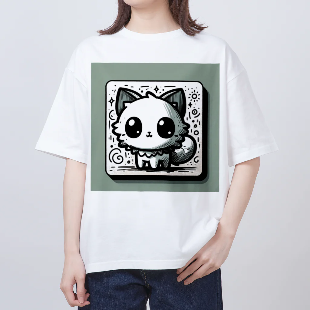 にゃんラボの落書きにゃんこシリーズ　コースターっぽい猫 Oversized T-Shirt