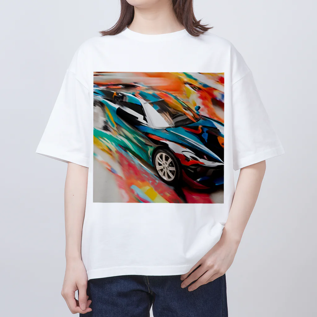 the blue seasonの速さの彩り: 動きを捉えたアート オーバーサイズTシャツ