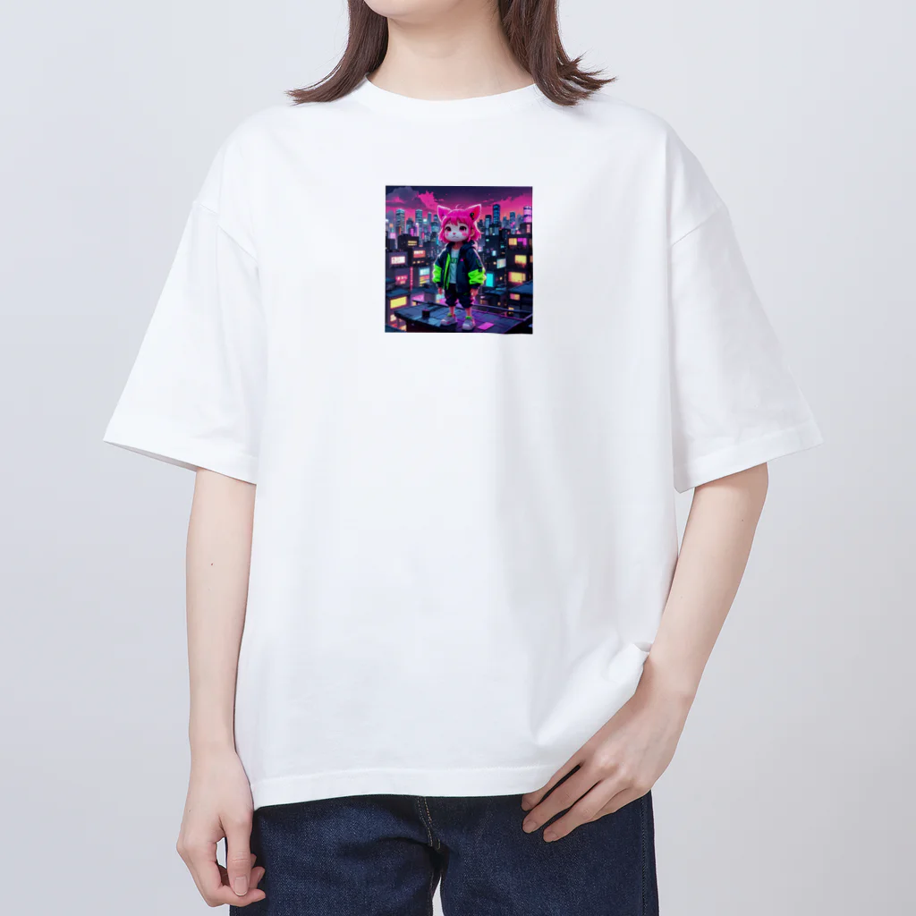 AI妖怪大図鑑のネオン妖怪　エモナ Oversized T-Shirt