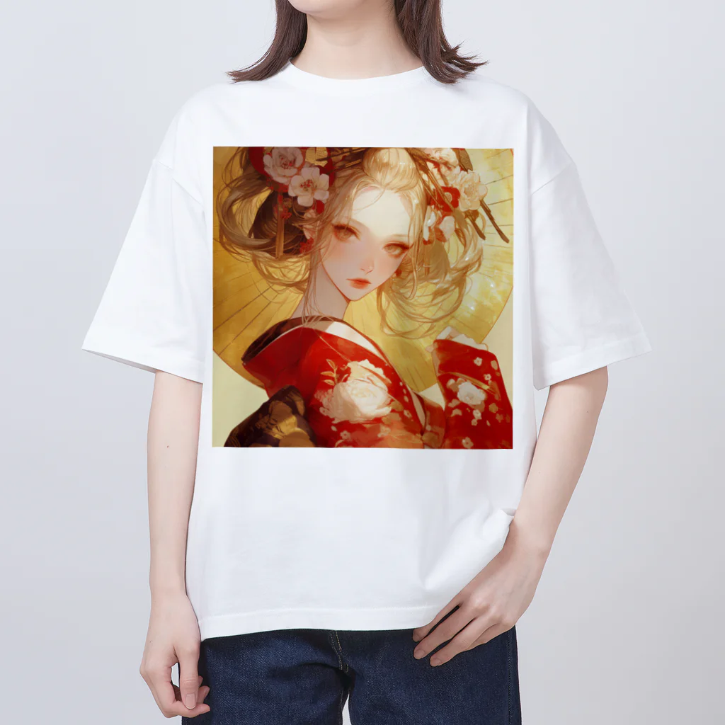 AQUAMETAVERSEの金の光に輝く赤い姫 Marsa 106 オーバーサイズTシャツ