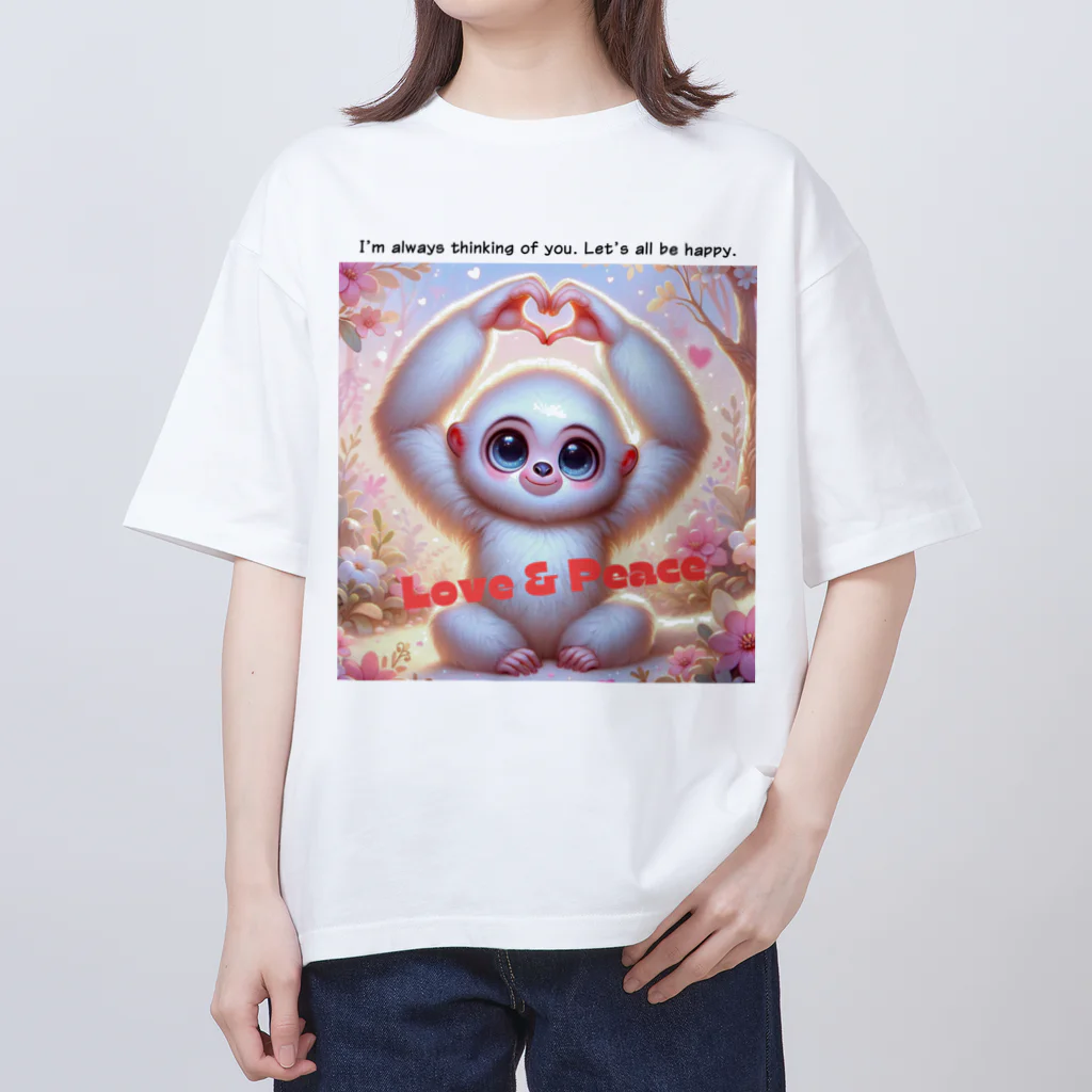 dreamy-designのLOVE&PEACE　シロテナガザルくん Oversized T-Shirt