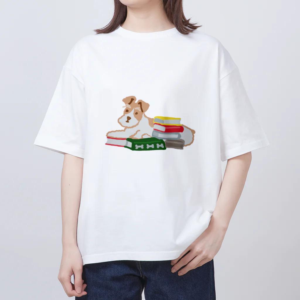 ときどき。よりみち日和。のインテリなフォックステリア　グリーン系 オーバーサイズTシャツ