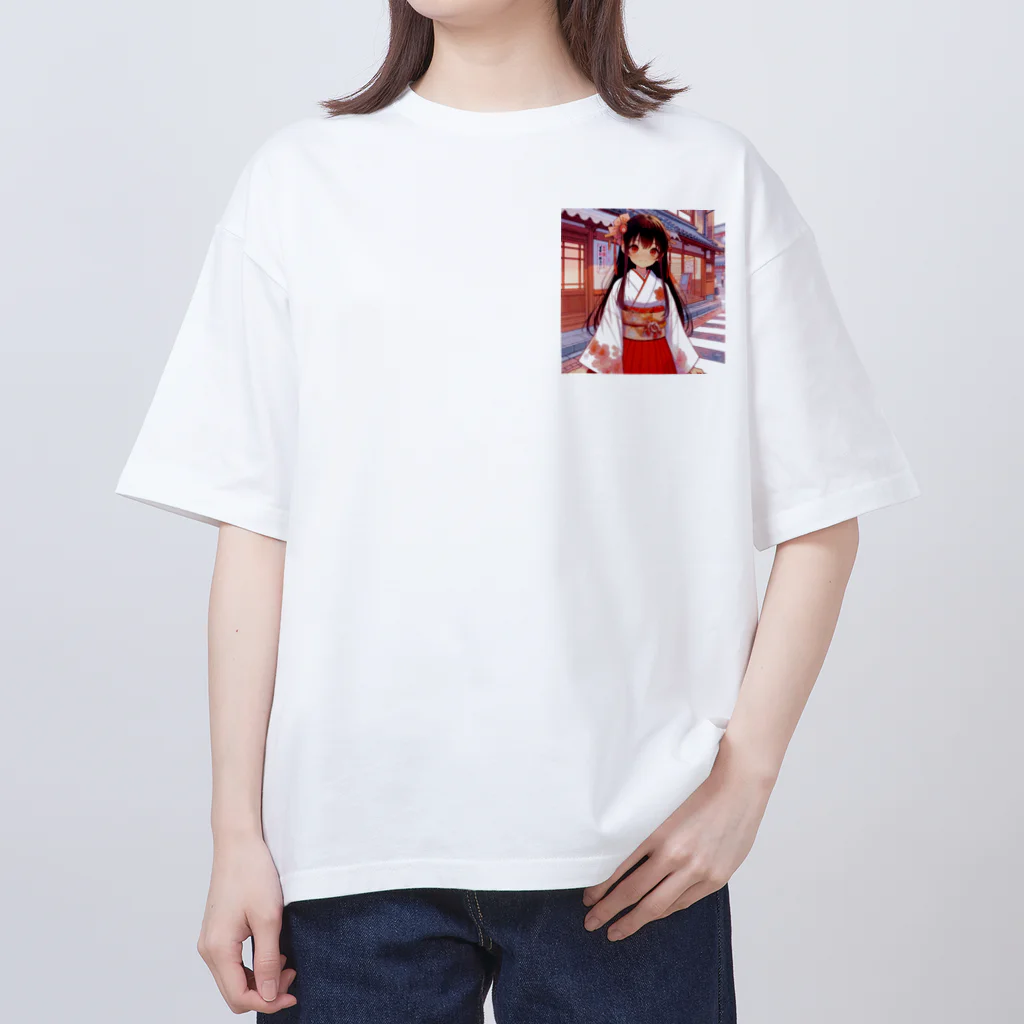 Cartoonのかわいい巫女さん Oversized T-Shirt