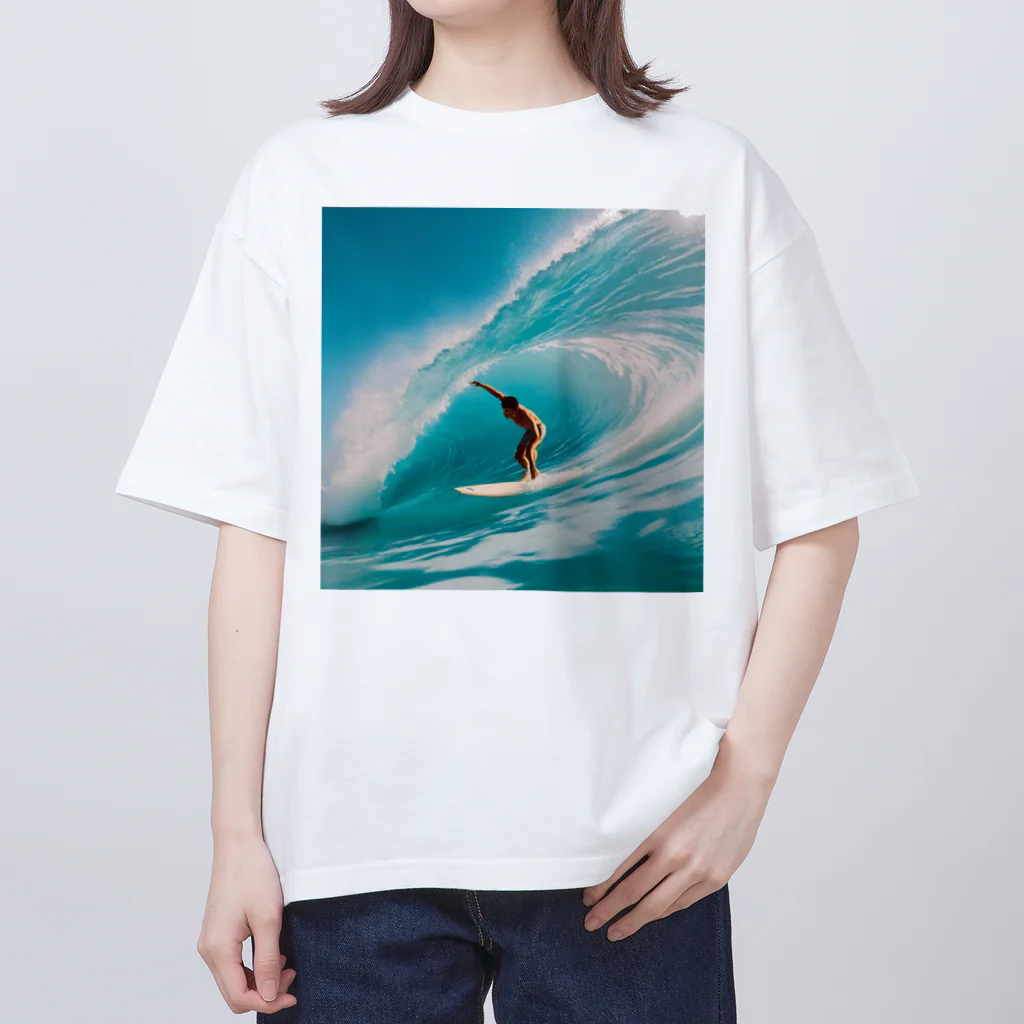 Dorara14の海とサーファー オーバーサイズTシャツ