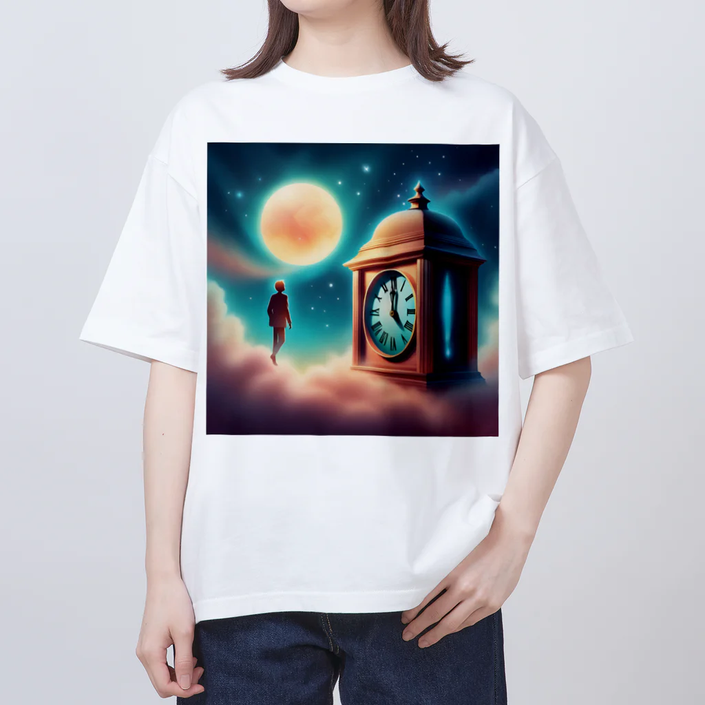 dolphineのシュール！満月と宇宙時計 Oversized T-Shirt