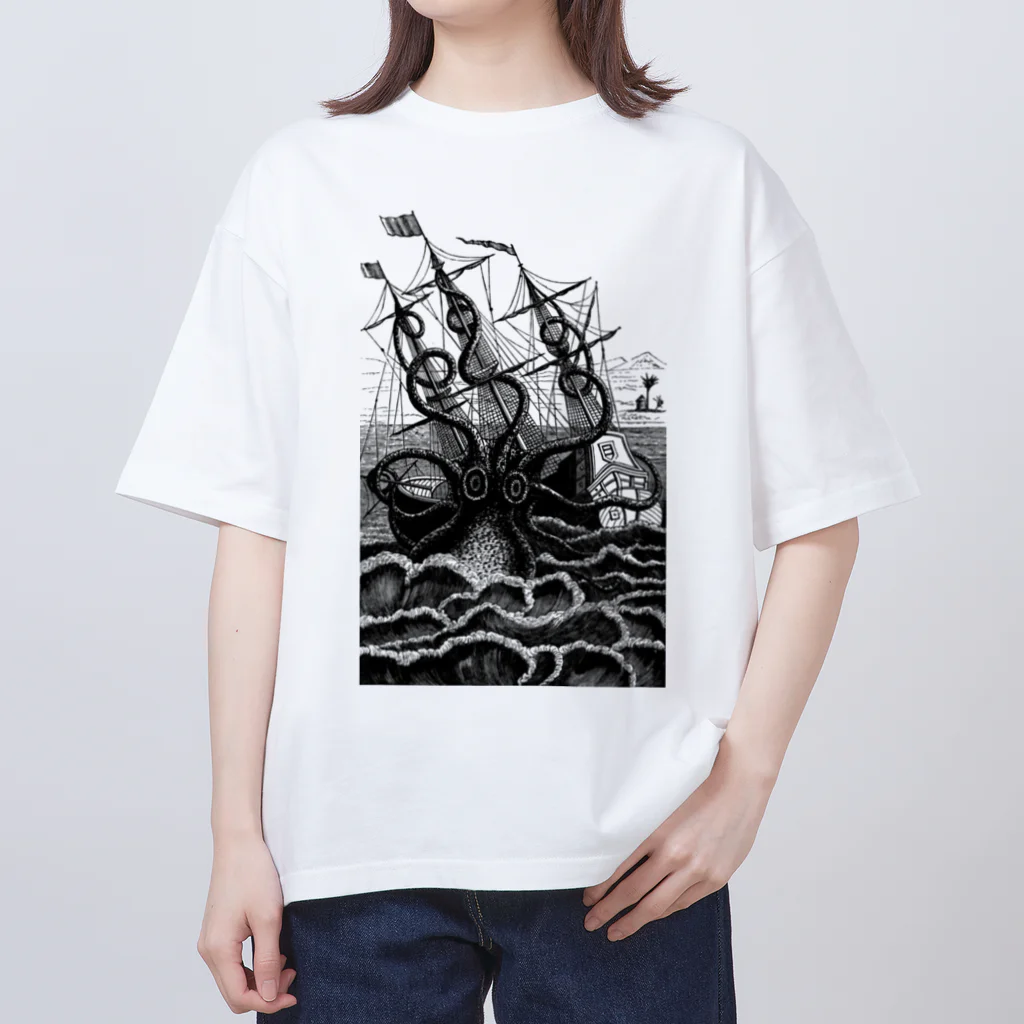 Saza-nami Antique designの海の怪物、クラーケン！！ Oversized T-Shirt