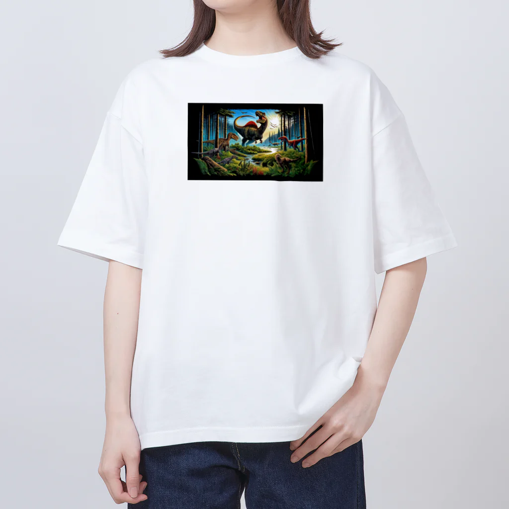 恐竜ガオガオの恐竜Ｔシャツを着て福井恐竜博物館へ行こう！ オーバーサイズTシャツ