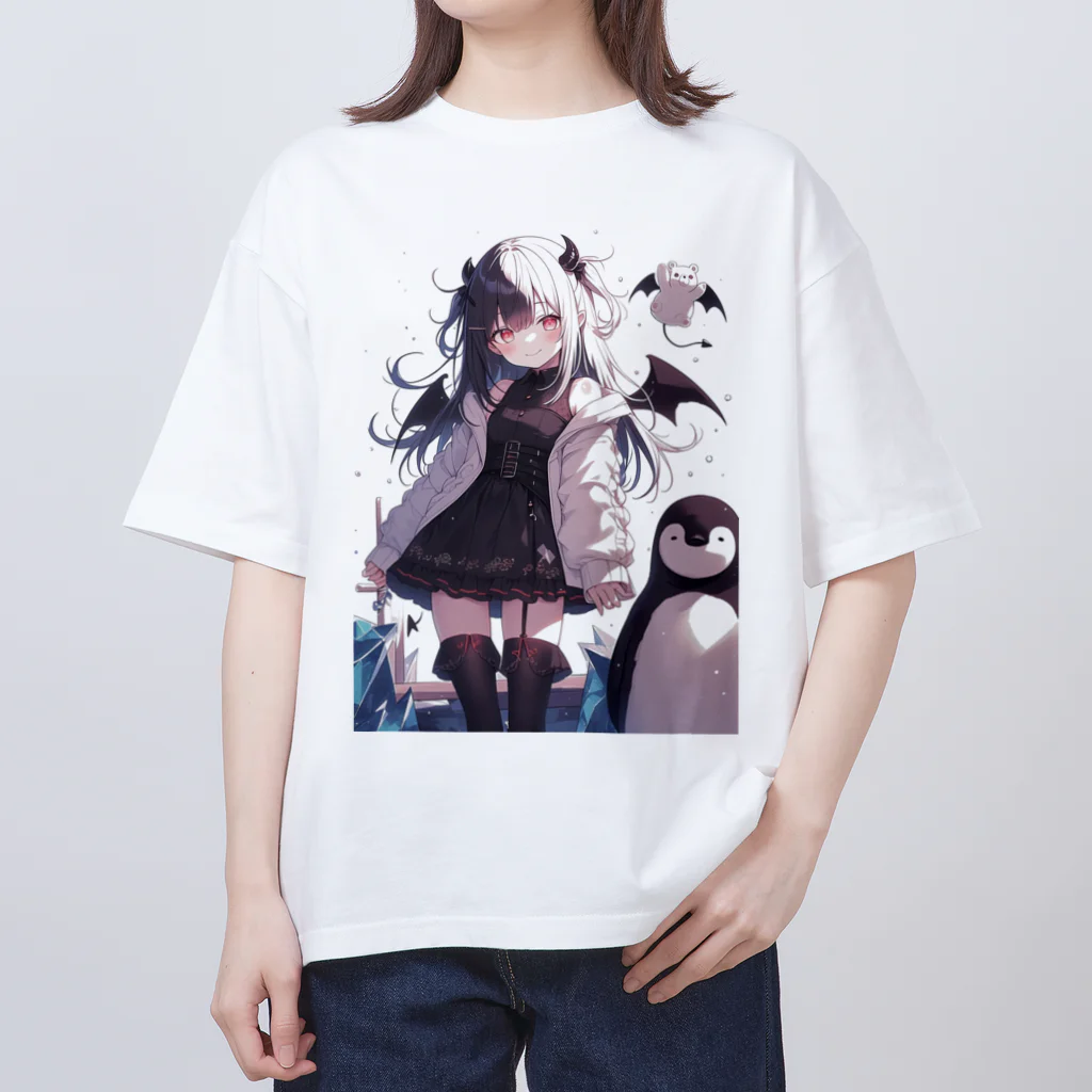 シロクマペンギンの冷極フローズン✕小悪魔ガール Oversized T-Shirt