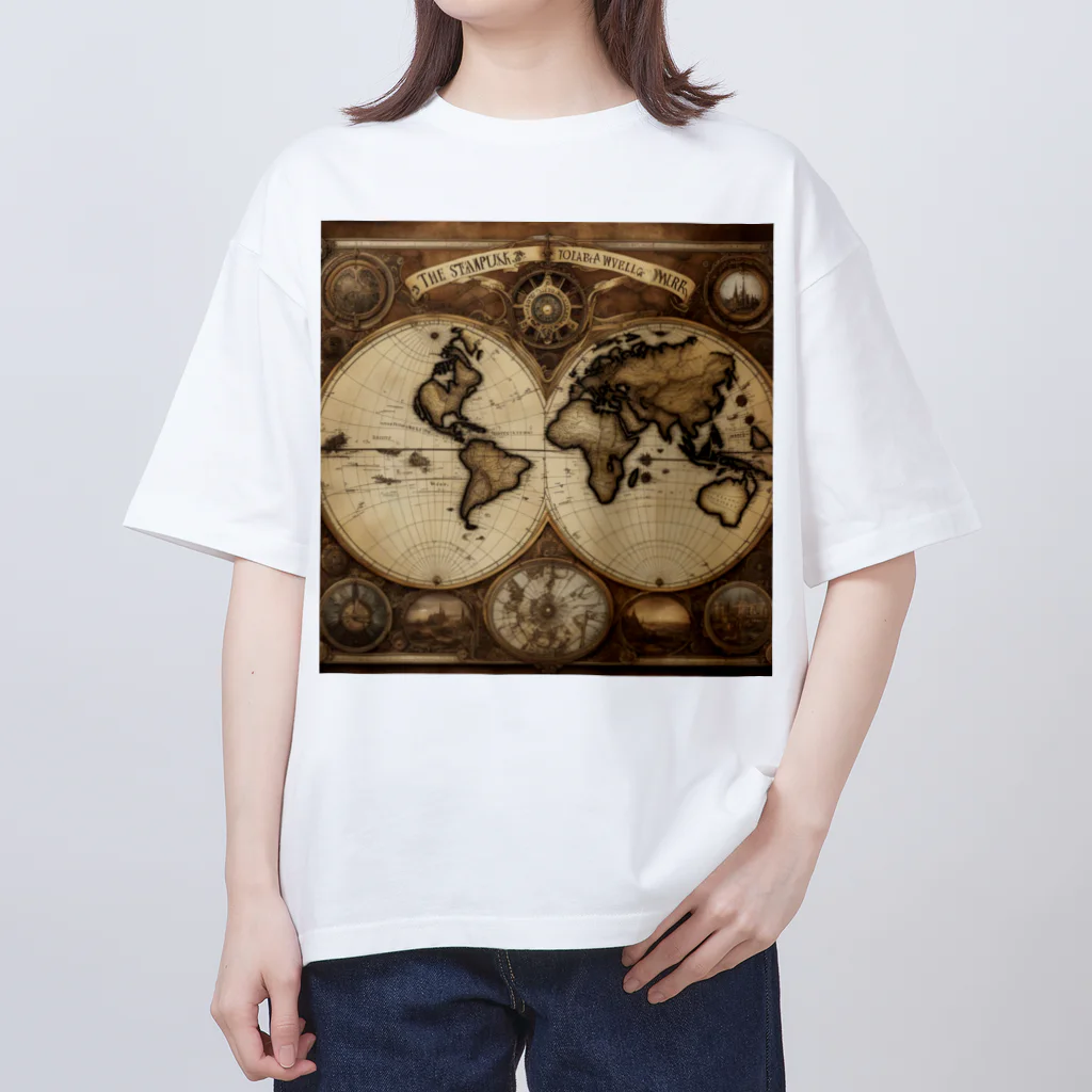 Steampunk Creations屋のスチームパンク世界地図 Oversized T-Shirt