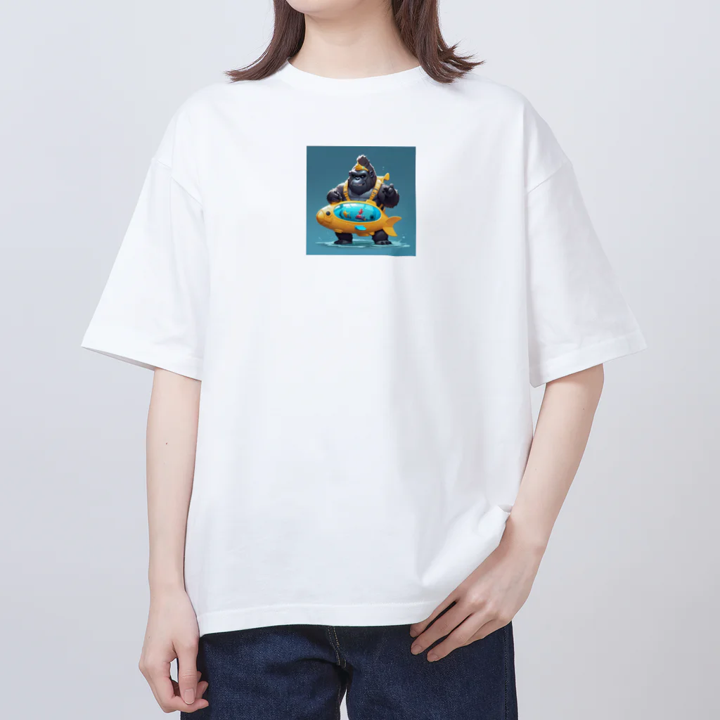 ganeshaのおもちゃの潜水艦でかわいいゴリラに出会おう オーバーサイズTシャツ