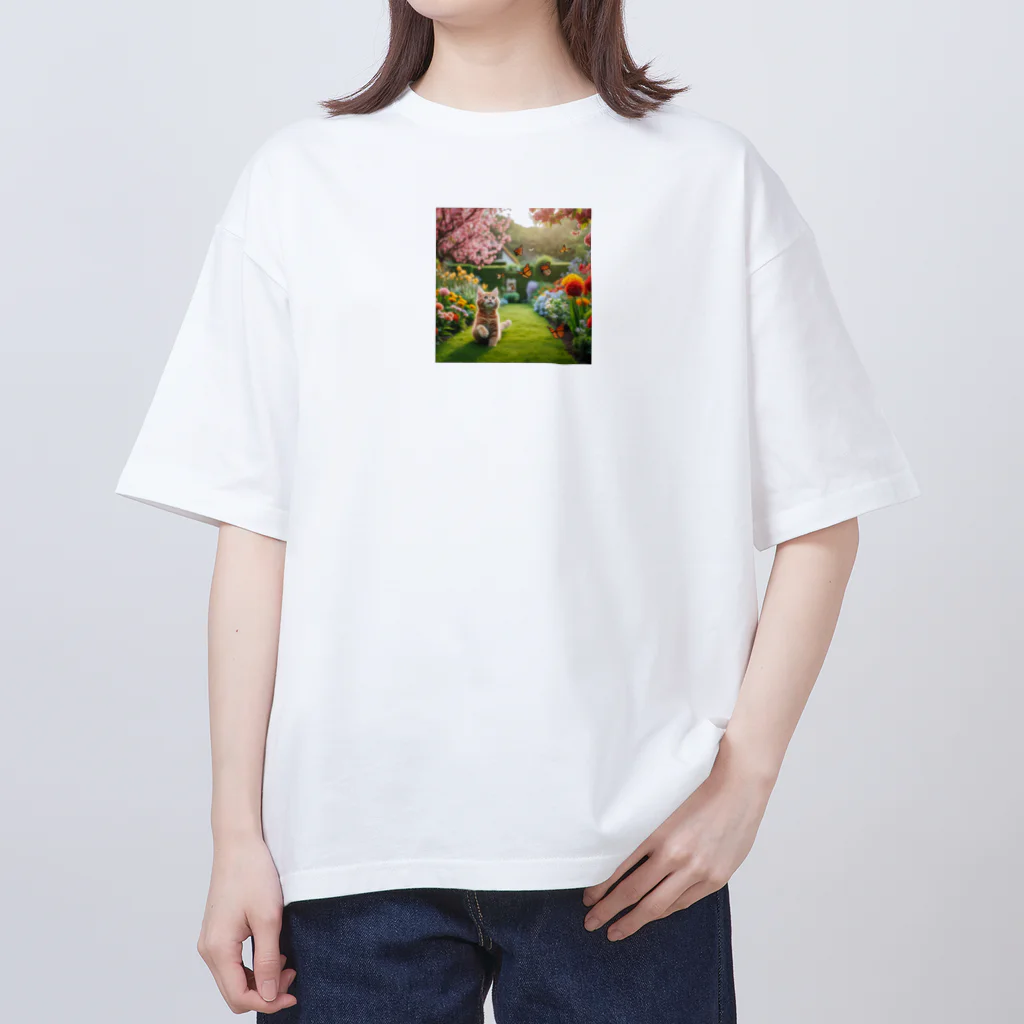 JAMnano1837の猫 in 花園 オーバーサイズTシャツ