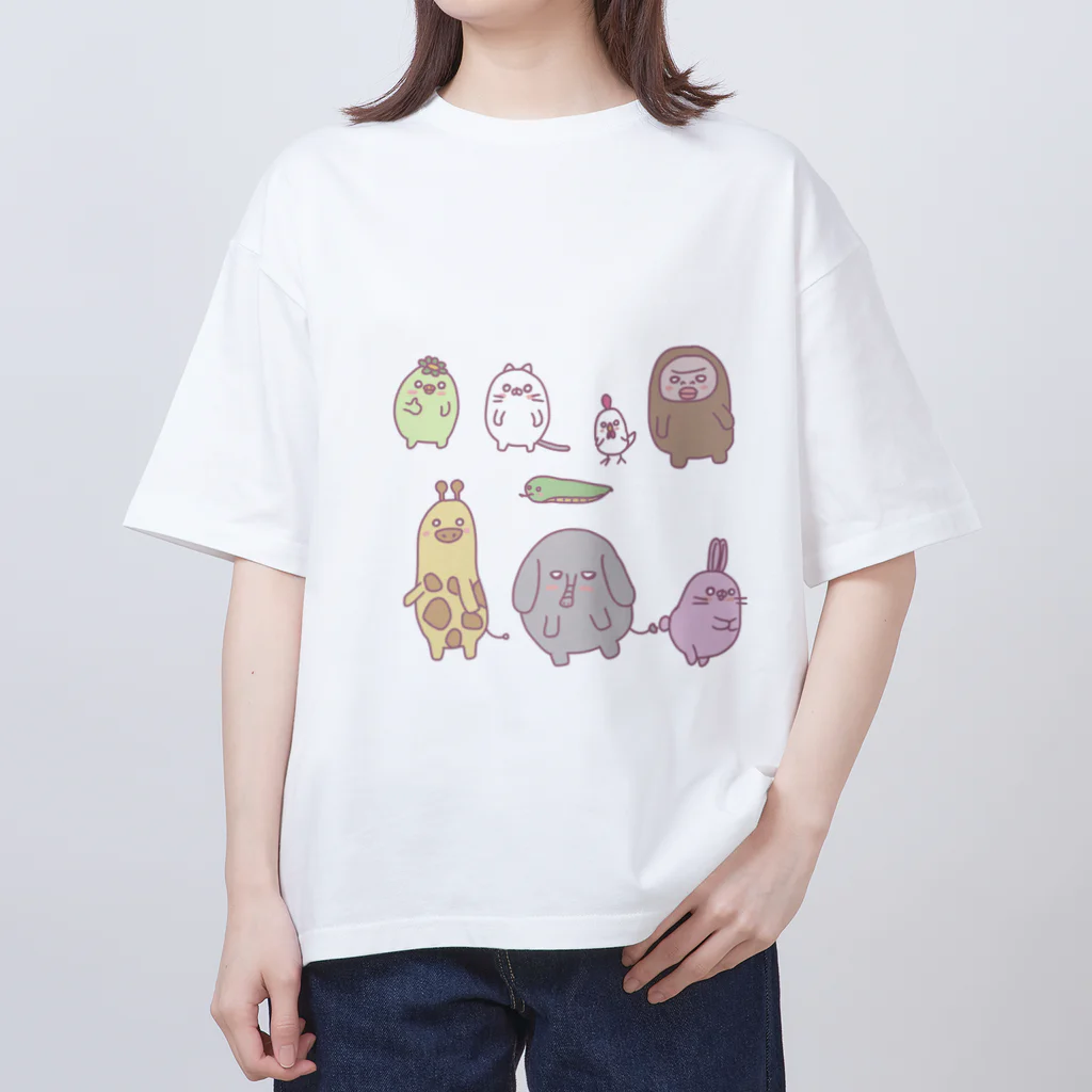 zizimaru104の動物集合（´(ｪ)｀） Oversized T-Shirt