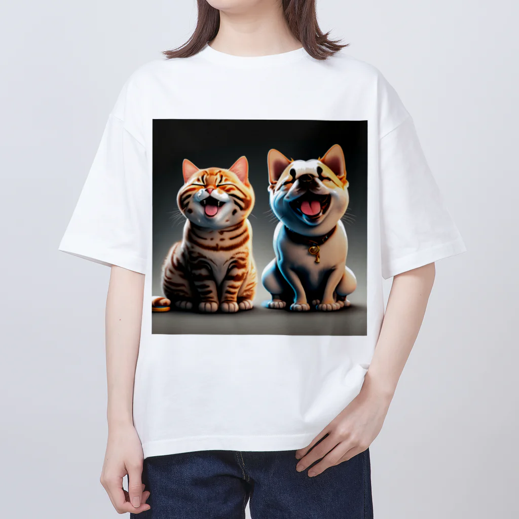 musashiyaのご機嫌な猫と犬 Oversized T-Shirt