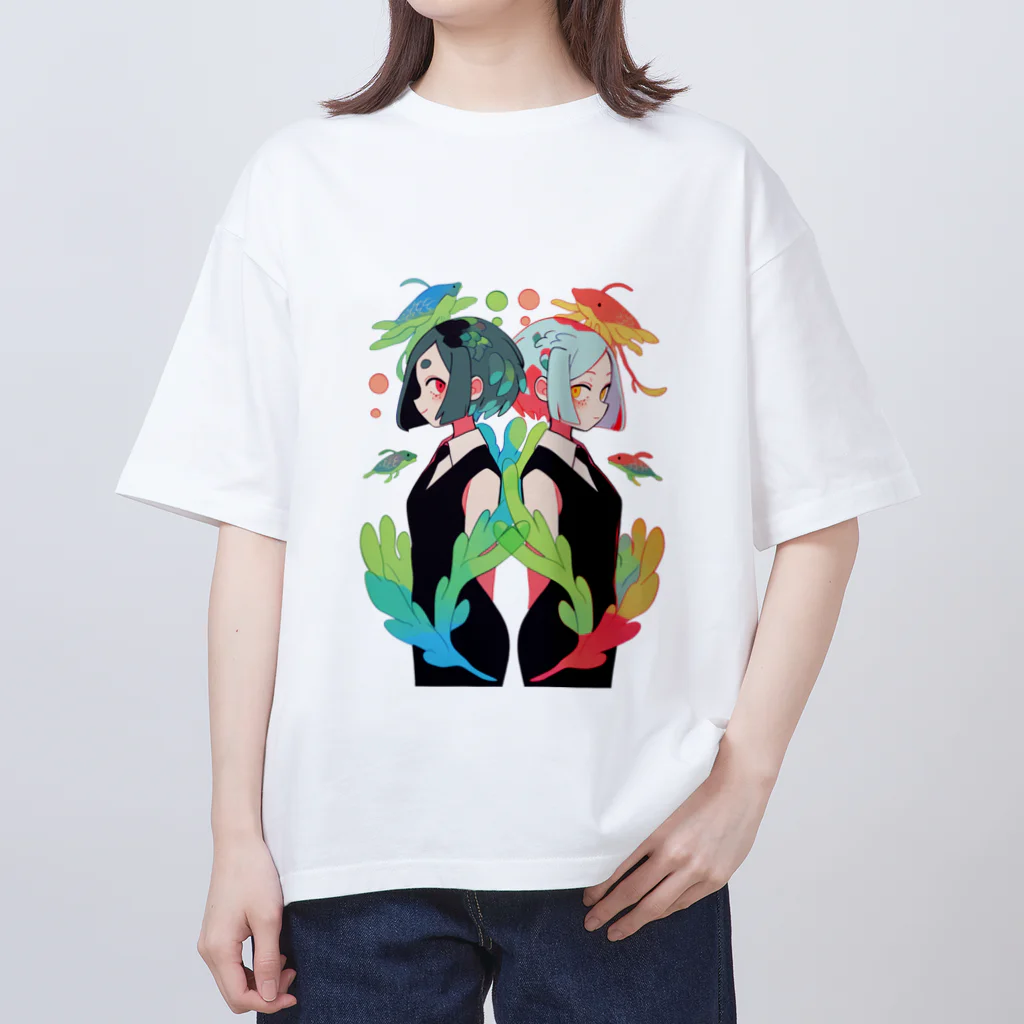 cute goods￤可愛いグッズ販売店の海の生物の擬人化 オーバーサイズTシャツ