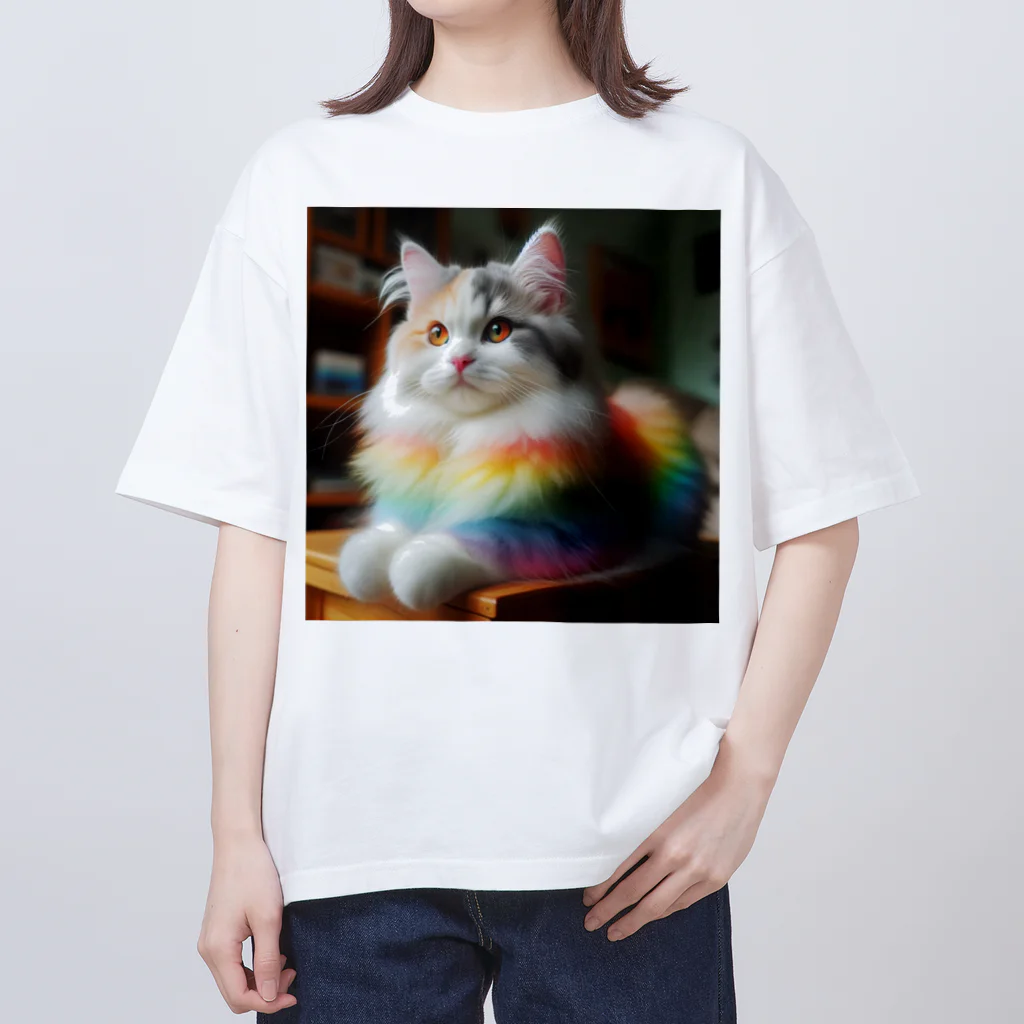 Creation CATの虹色CAT オーバーサイズTシャツ