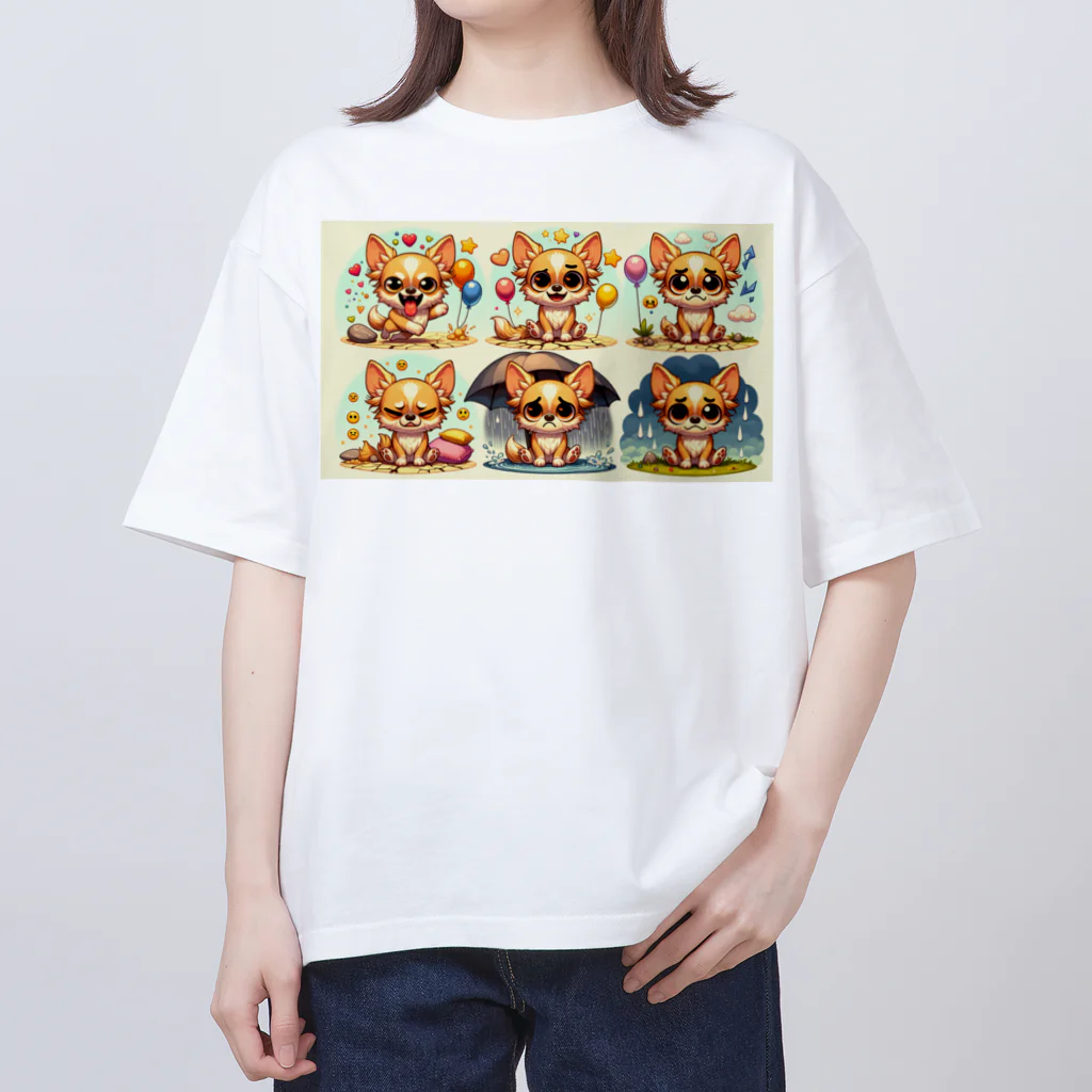 kutachanelのロングコートチワワのアニメ Oversized T-Shirt