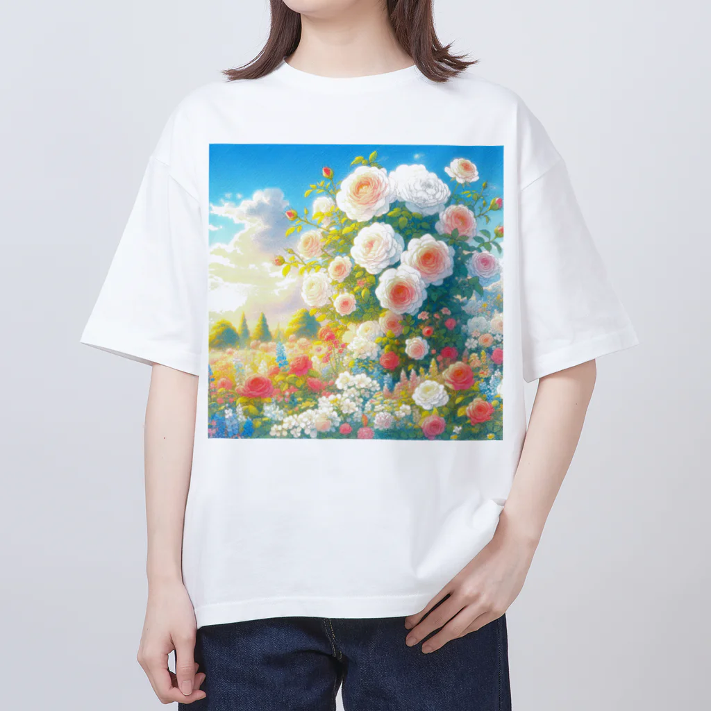 huwari-hanaakariのバラ オーバーサイズTシャツ
