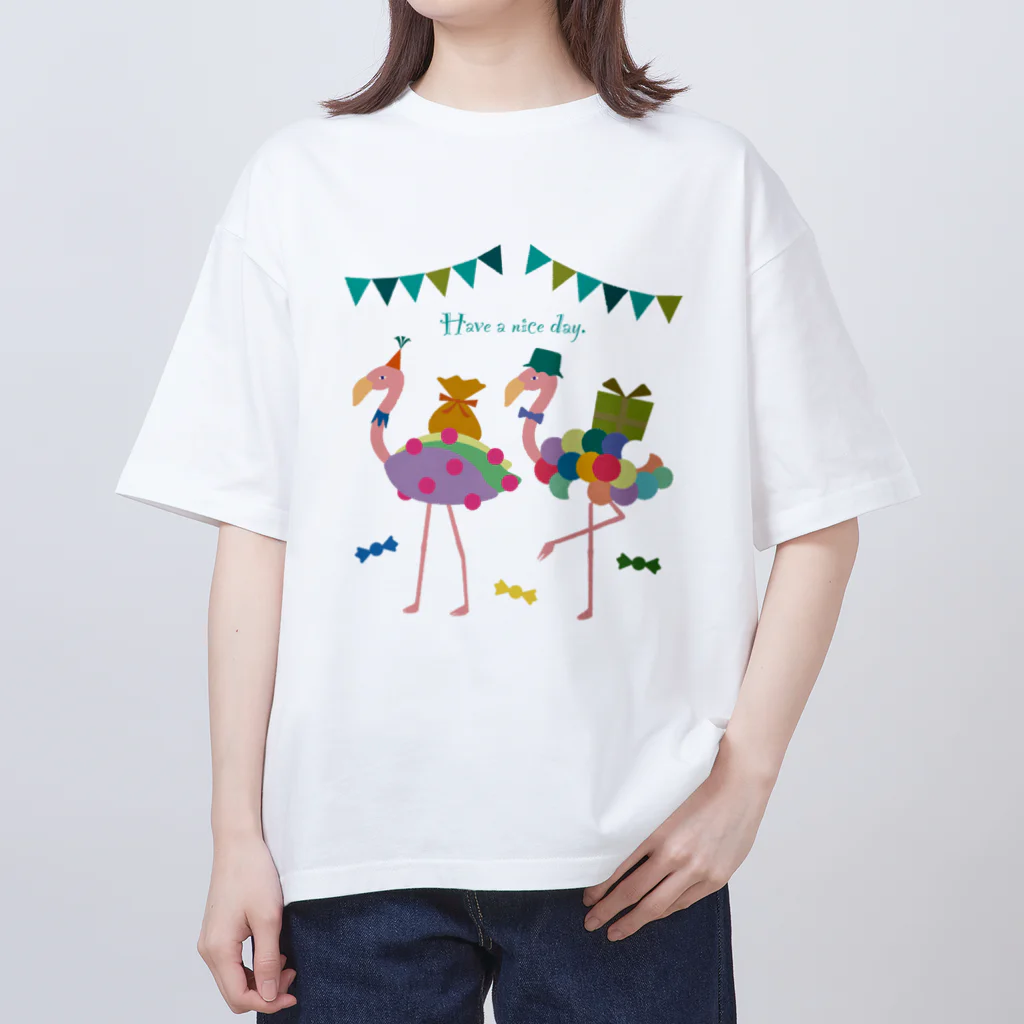 midoriの双子フラミンゴのパーティー Oversized T-Shirt