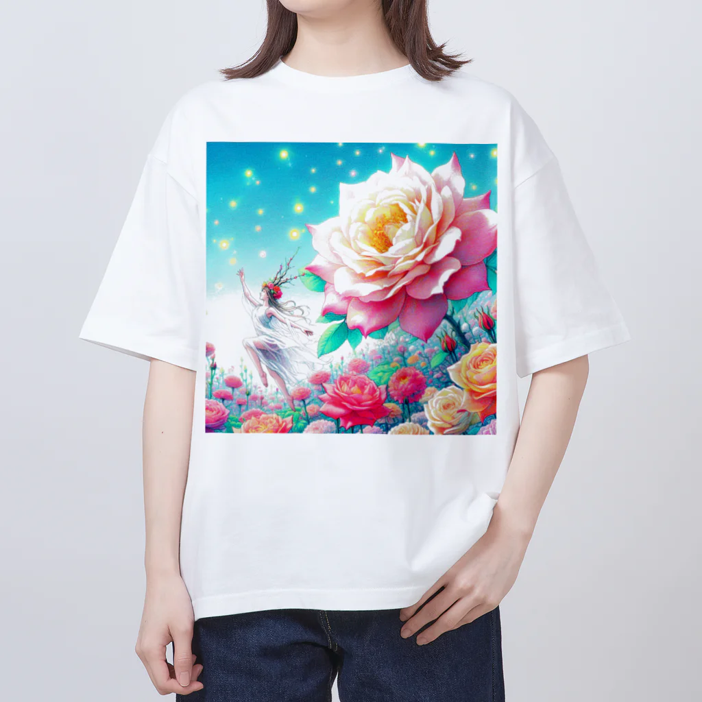 huwari-hanaakariのバラと妖精 オーバーサイズTシャツ
