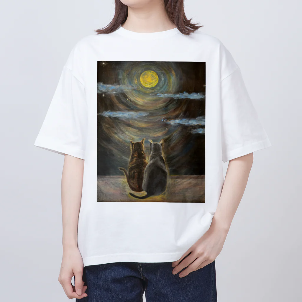 絵描き ひろみるん♪ オリジナル アートグッズSHOPのいつも一緒に〜ブルームーン〜 Oversized T-Shirt