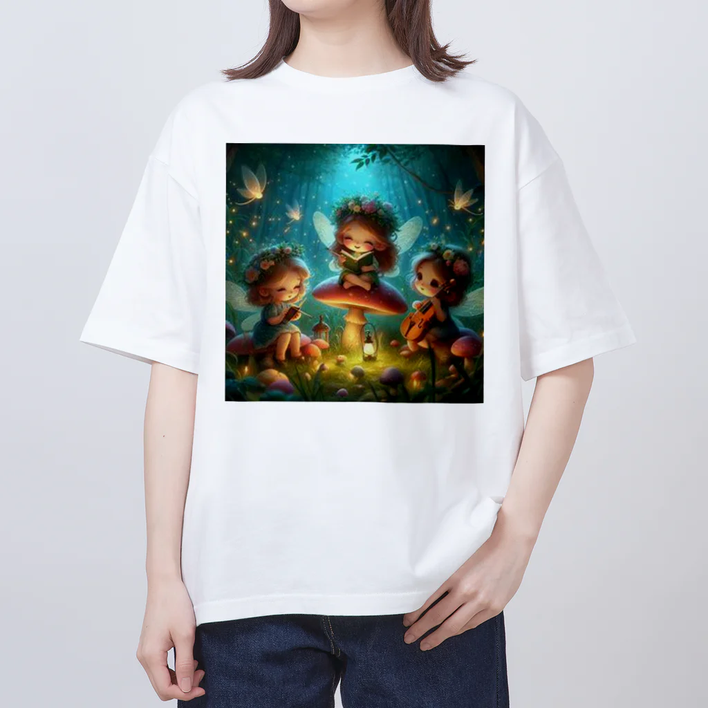 morito-suzuriの夜の森の妖精たち オーバーサイズTシャツ